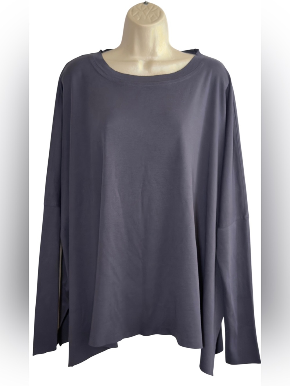 PLANET by Lauren G Pima Cotton Tunic One Size Blue Oversized Dolman Lagenlook
